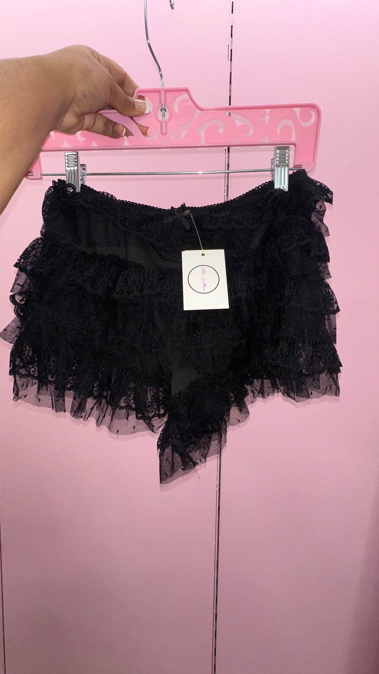 Black ruffle shorts